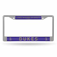 James Madison Dukes Chrome Glitter License Plate Frame