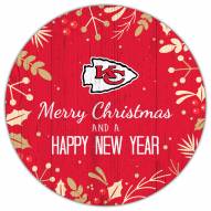 Kansas City Chiefs 12" Merry Christmas & Happy New Year Sign