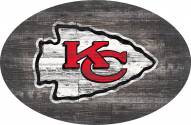 Kansas City Chiefs 46" Distressed Wood Oval Sign