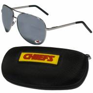 Kansas City Chiefs Aviator Sunglasses and Zippered Carrying Case