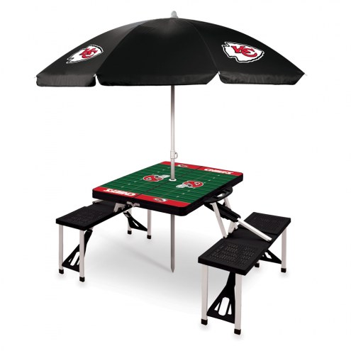 Kansas City Chiefs Black Picnic Table w/Umbrella