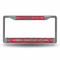Kansas City Chiefs Chrome Glitter License Plate Frame