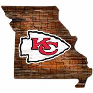 Kansas City Chiefs Distressed State with Logo Sign