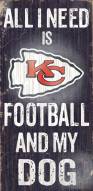 Kansas City Chiefs Football & Dog Wood Sign