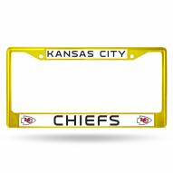 Kansas City Chiefs Yellow Colored Chrome License Plate Frame