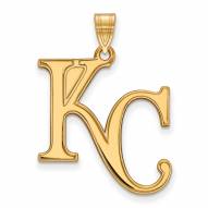 Kansas City Royals Sterling Silver Gold Plated Extra Large Pendant