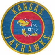 Kansas Jayhawks 12" Circle with State Sign