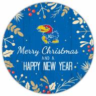 Kansas Jayhawks 12" Merry Christmas & Happy New Year Sign