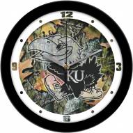 Kansas Jayhawks Camo Wall Clock