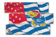 Kansas Jayhawks Flag 3 Plank Sign