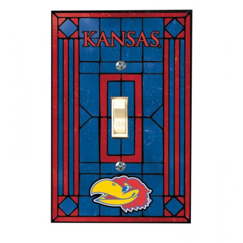 Kansas Jayhawks Glass Single Light Switch Plate Cover