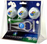 Kansas Jayhawks Golf Ball Gift Pack with Hat Trick Divot Tool