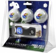 Kansas Jayhawks Golf Ball Gift Pack with Spring Action Divot Tool