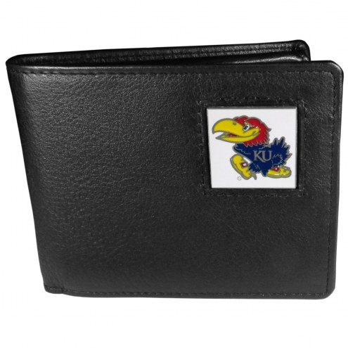 Kansas Jayhawks Leather Bi-fold Wallet in Gift Box