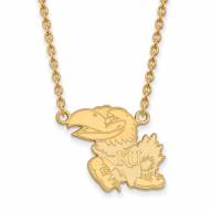 Kansas Jayhawks NCAA Sterling Silver Gold Plated Large Pendant Necklace