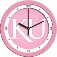 Kansas Jayhawks Pink Wall Clock