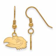 Kansas Jayhawks Sterling Silver Gold Plated Extra Small Dangle Earrings