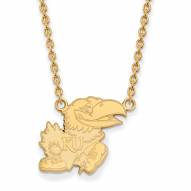 Kansas Jayhawks Sterling Silver Gold Plated Large Pendant Necklace