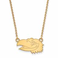 Kansas Jayhawks Sterling Silver Gold Plated Small Pendant Necklace