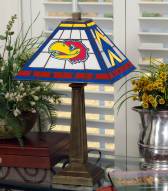 Kansas Jayhawks Stained Glass Mission Table Lamp
