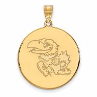 Kansas Jayhawks Sterling Silver Gold Plated Extra Large Disc Pendant