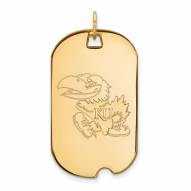 Kansas Jayhawks Sterling Silver Gold Plated Large Dog Tag