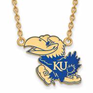 Kansas Jayhawks Sterling Silver Gold Plated Large Pendant Necklace
