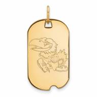 Kansas Jayhawks Sterling Silver Gold Plated Small Dog Tag