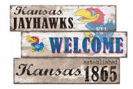 Kansas Jayhawks Welcome 3 Plank Sign