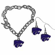 Kansas State Wildcats Chain Bracelet & Dangle Earring Set