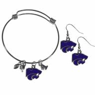 Kansas State Wildcats Dangle Earrings & Charm Bangle Bracelet Set
