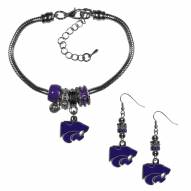 Kansas State Wildcats Euro Bead Earrings & Bracelet Set