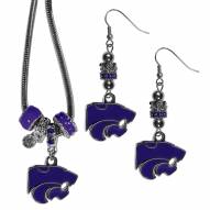 Kansas State Wildcats Euro Bead Earrings & Necklace Set