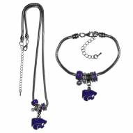 Kansas State Wildcats Euro Bead Necklace & Bracelet Set