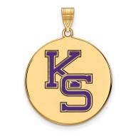 Kansas State Wildcats Sterling Silver Gold Plated Extra Large Enameled Disc Pendant