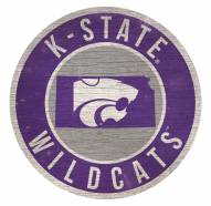 Kansas State Wildcats Round State Wood Sign