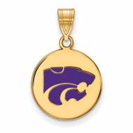 Kansas State Wildcats Sterling Silver Gold Plated Medium Enameled Disc Pendant
