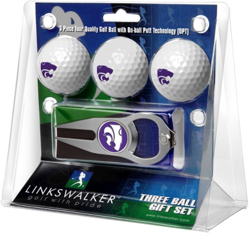 Kansas State Wildcats Golf Ball Gift Pack with Hat Trick Divot Tool