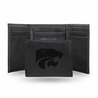 Kansas State Wildcats Laser Engraved Black Trifold Wallet