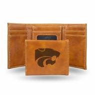 Kansas State Wildcats Laser Engraved Brown Trifold Wallet