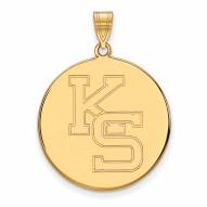 Kansas State Wildcats Sterling Silver Gold Plated Extra Large Disc Pendant