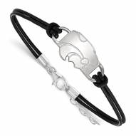 Kansas State Wildcats Sterling Silver Black Leather Bracelet