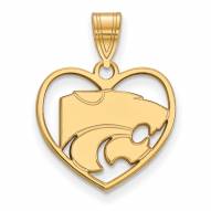 Kansas State Wildcats Sterling Silver Gold Plated Heart Pendant