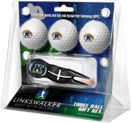 Kent State Golden Flashes Black Crosshair Divot Tool & 3 Golf Ball Gift Pack