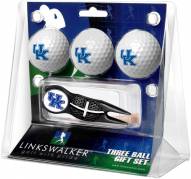 Kentucky Wildcats Black Crosshair Divot Tool & 3 Golf Ball Gift Pack
