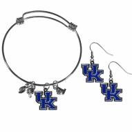 Kentucky Wildcats Dangle Earrings & Charm Bangle Bracelet Set