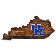 Kentucky Wildcats Distressed State with Logo Sign