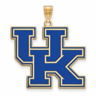 Kentucky Wildcats Sterling Silver Gold Plated Extra Large Enameled Pendant