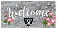 Las Vegas Raiders 6" x 12" Floral Welcome Sign