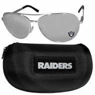Las Vegas Raiders Aviator Sunglasses and Zippered Carrying Case